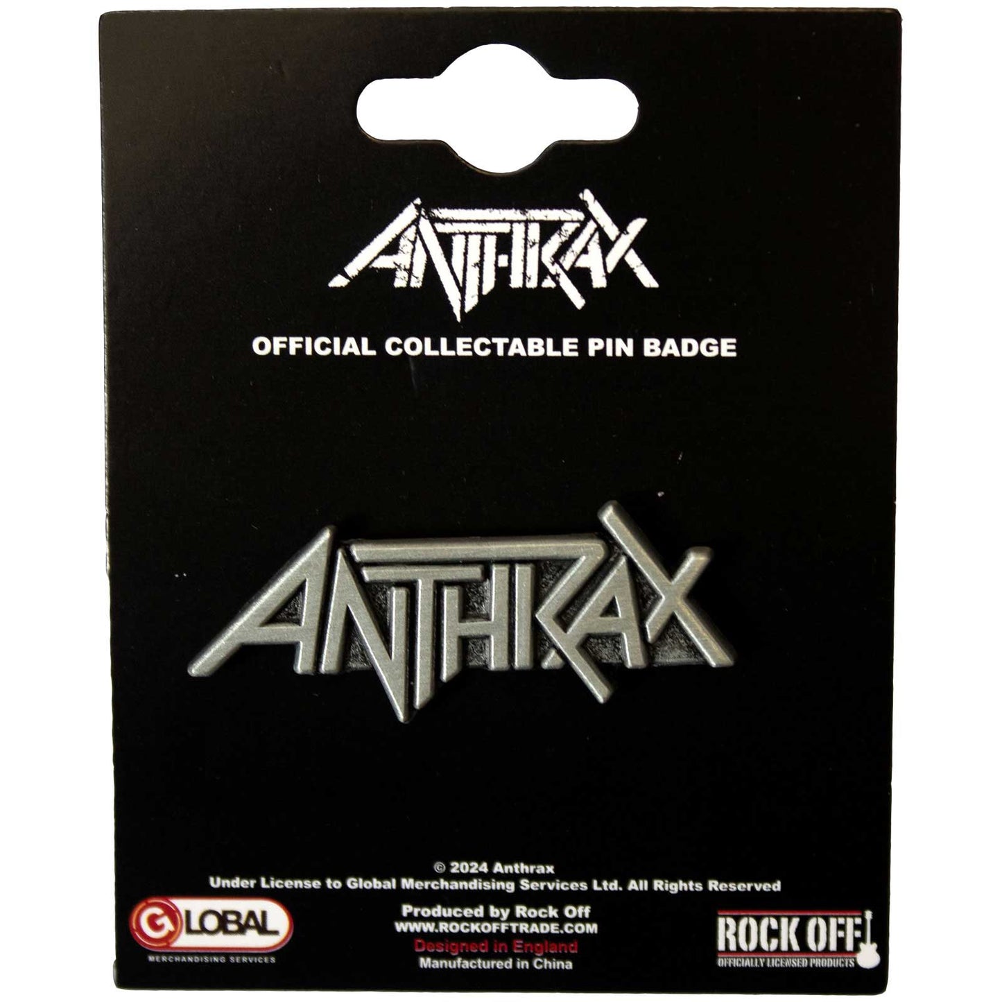 Een foto van een Anthrax Speld Badge