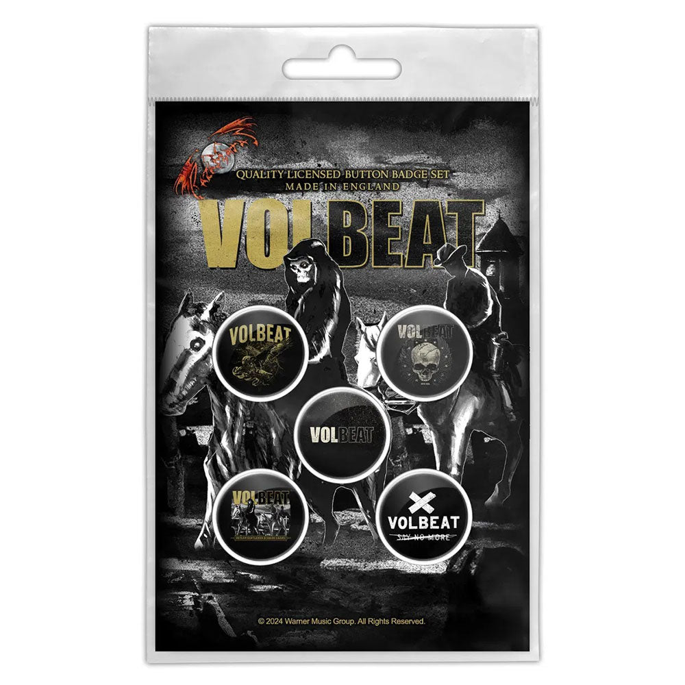 Een foto van een Volbeat Speld Badge