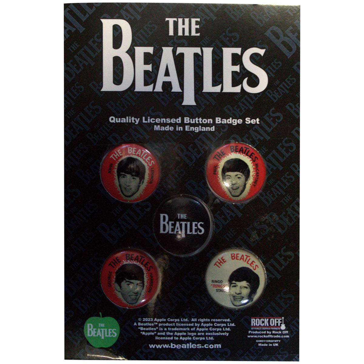 Een foto van een The Beatles Knop Badge Pakket