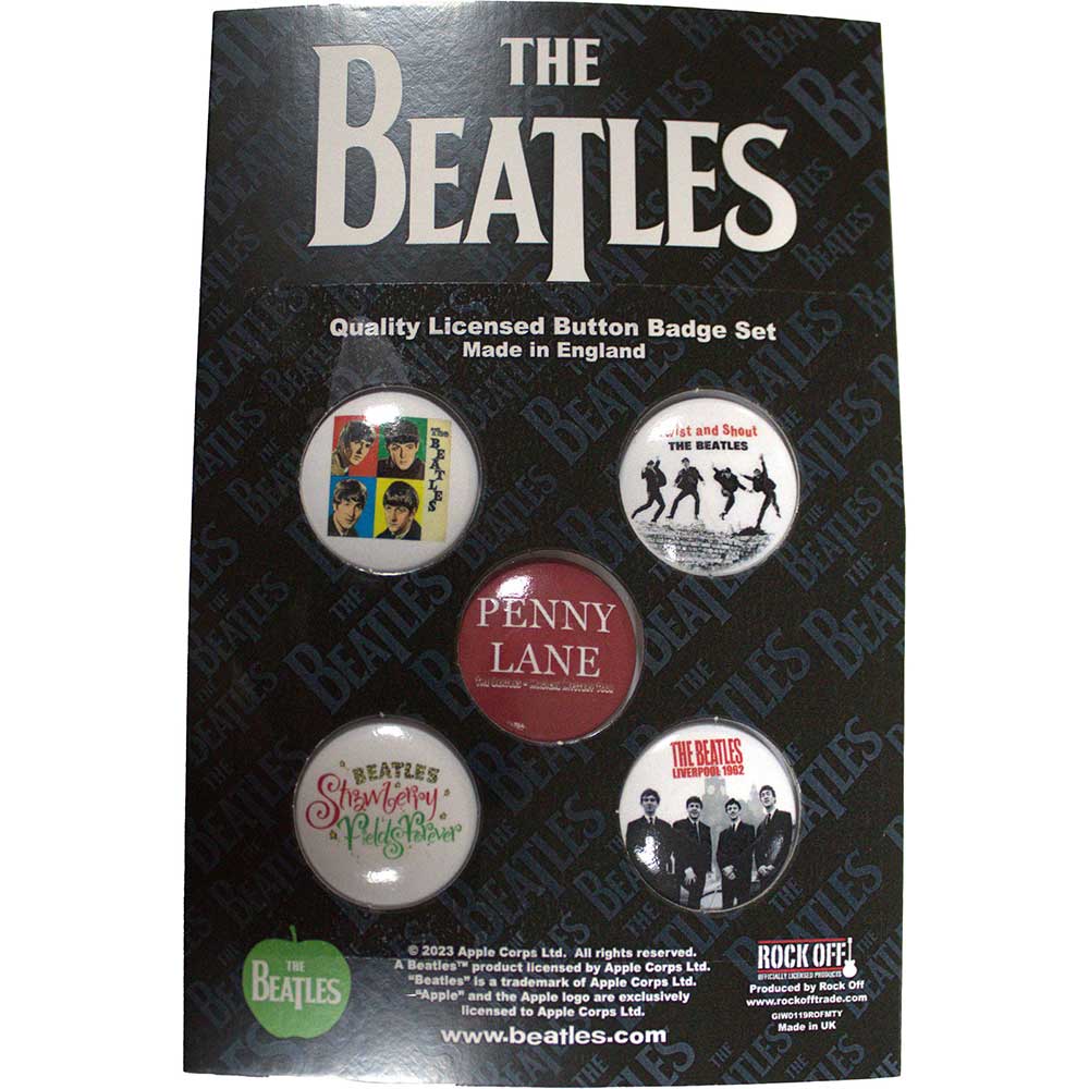 Een foto van een The Beatles Knop Badge Pakket