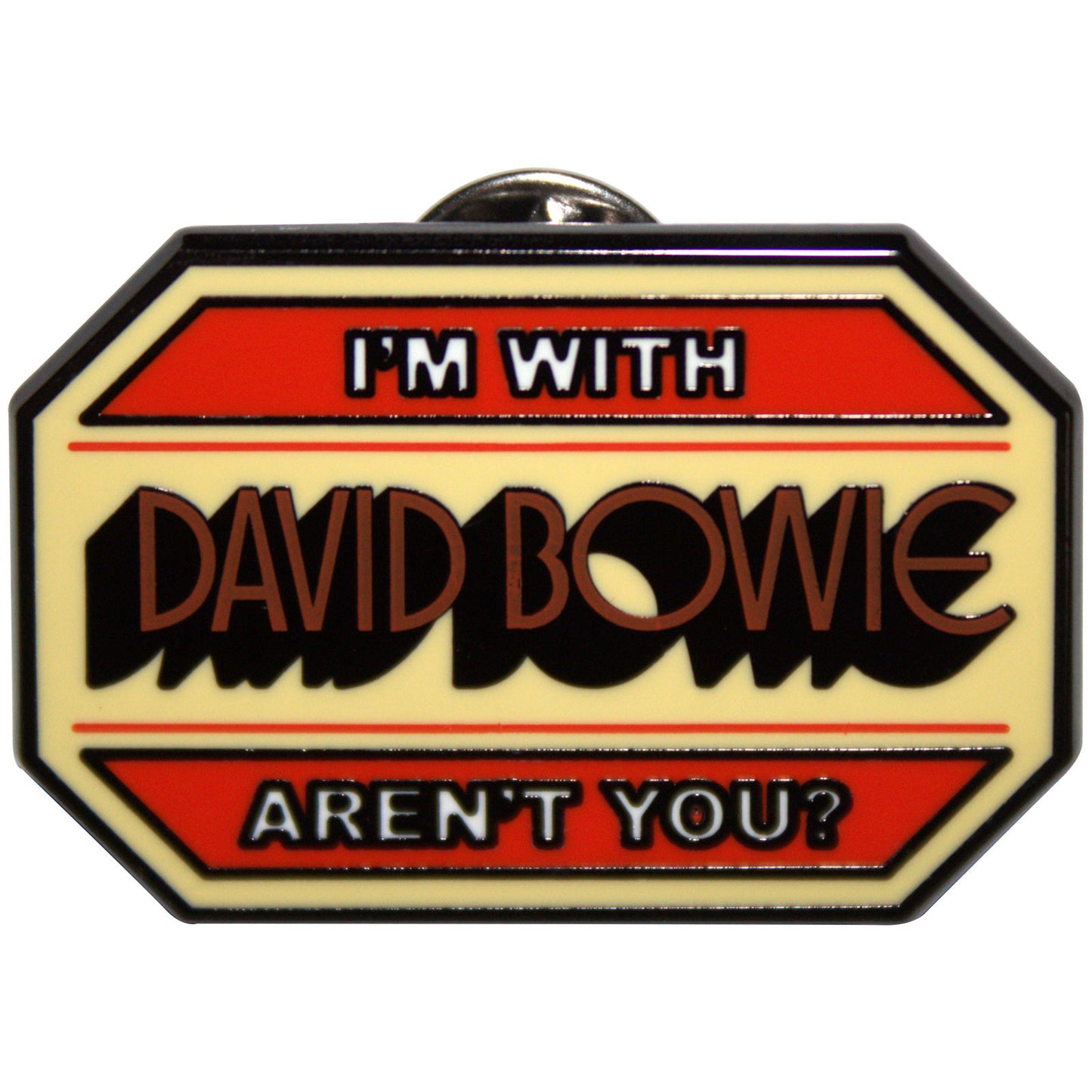 Een foto van een David Bowie Speld Badge