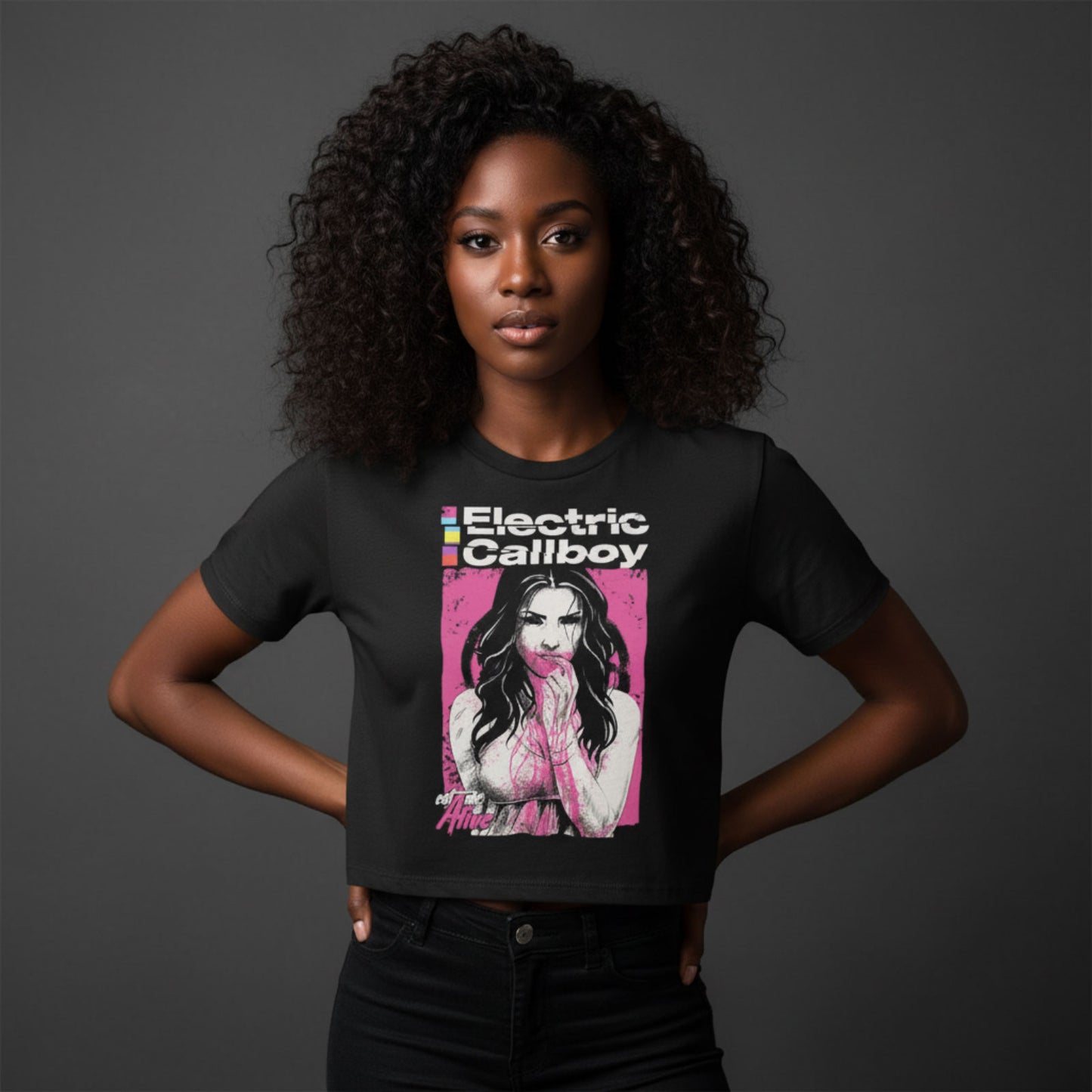 Een foto van een Electric Callboy Crop Top