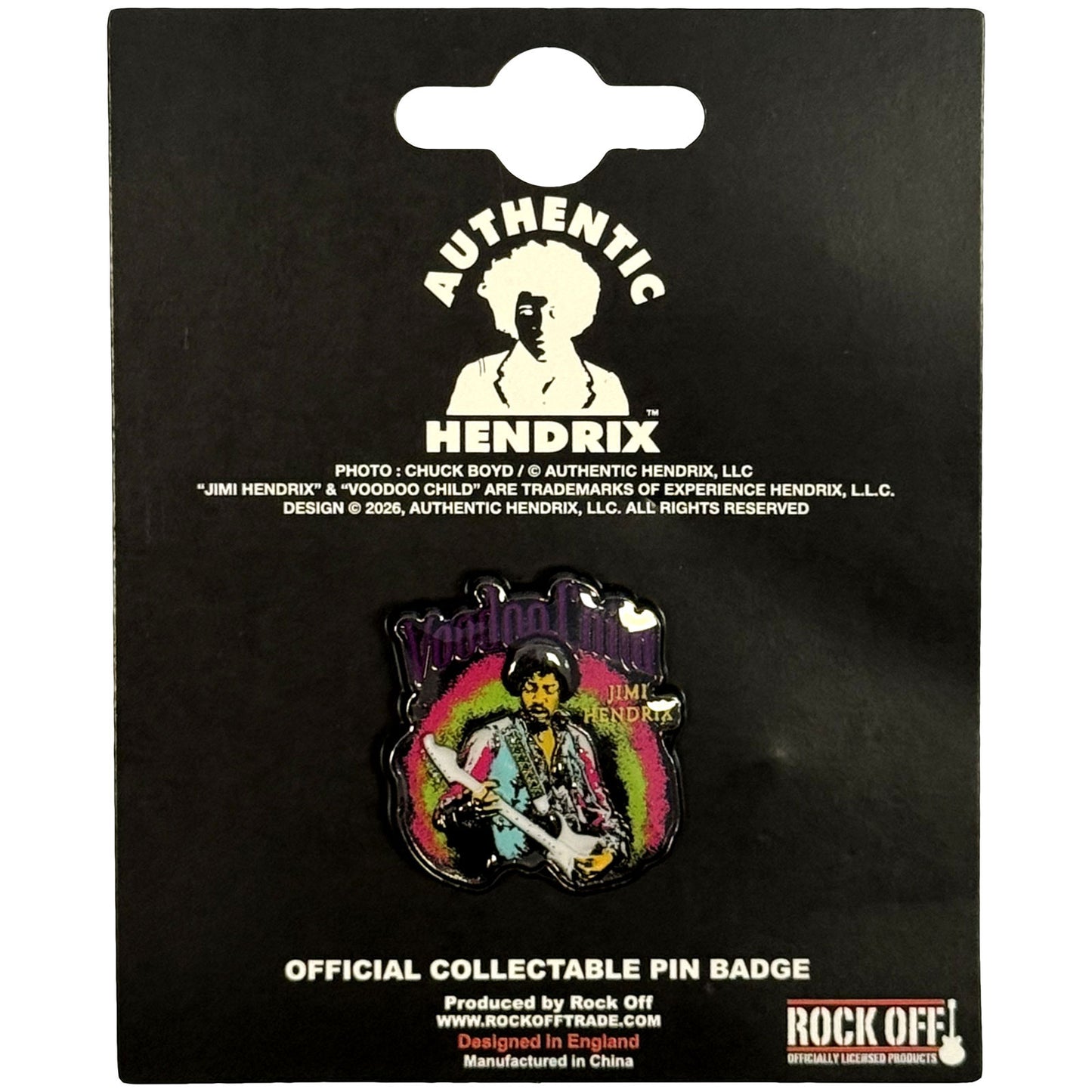 Een foto van een Jimi Hendrix Speld Badge
