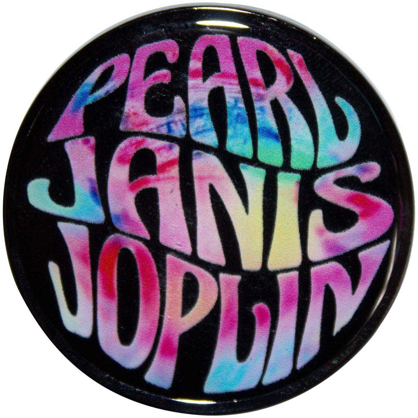 Een foto van een Janis Joplin Speld Badge
