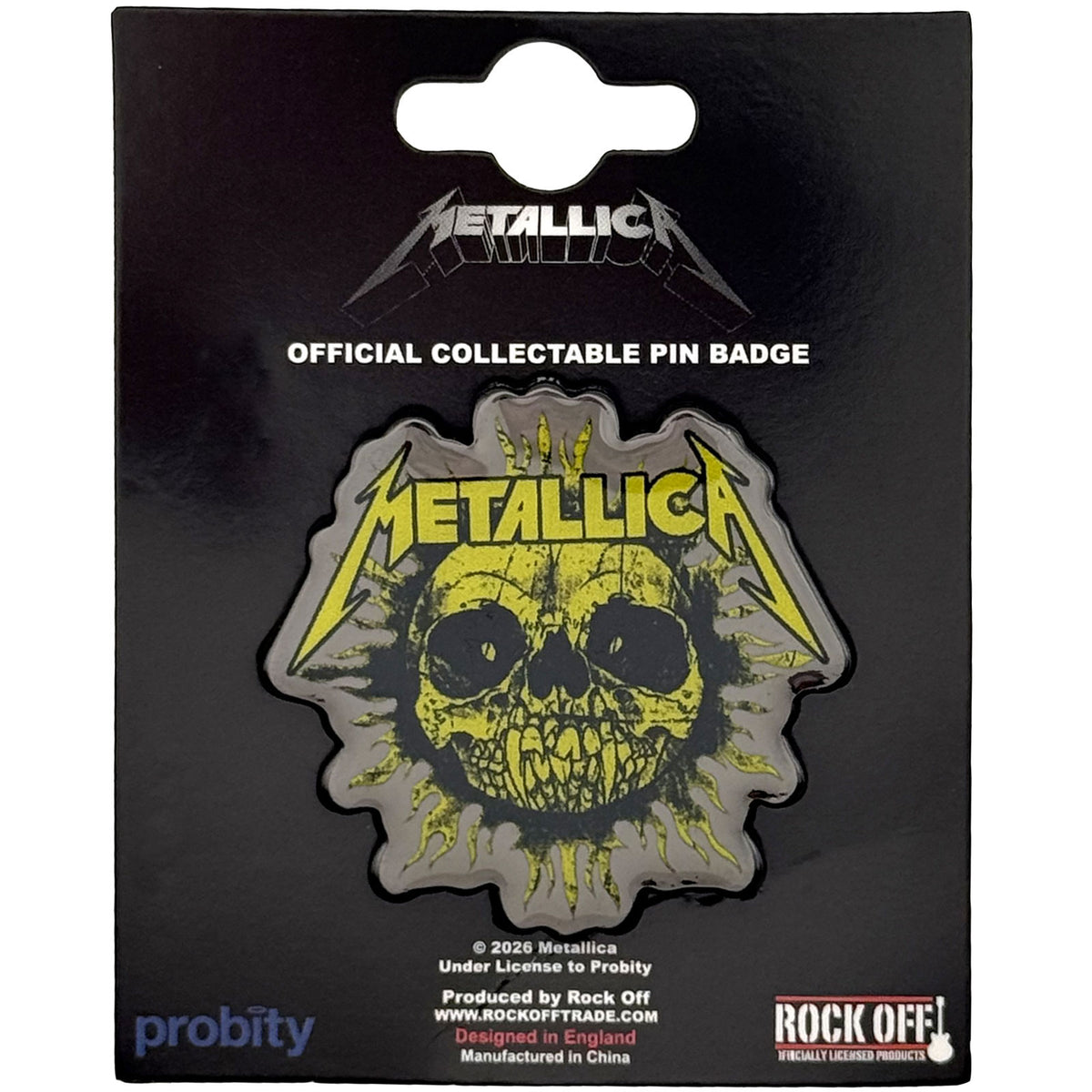 Een foto van een Metallica Speld Badge