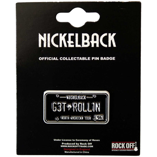Een foto van een Nickelback Speld Badge