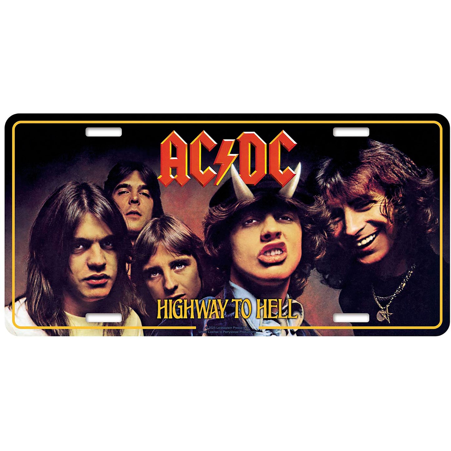Een foto van een AC/DC Nummerplaat