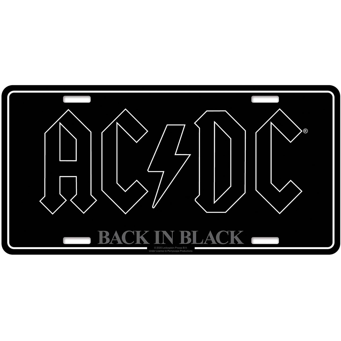 Een foto van een AC/DC Nummerplaat