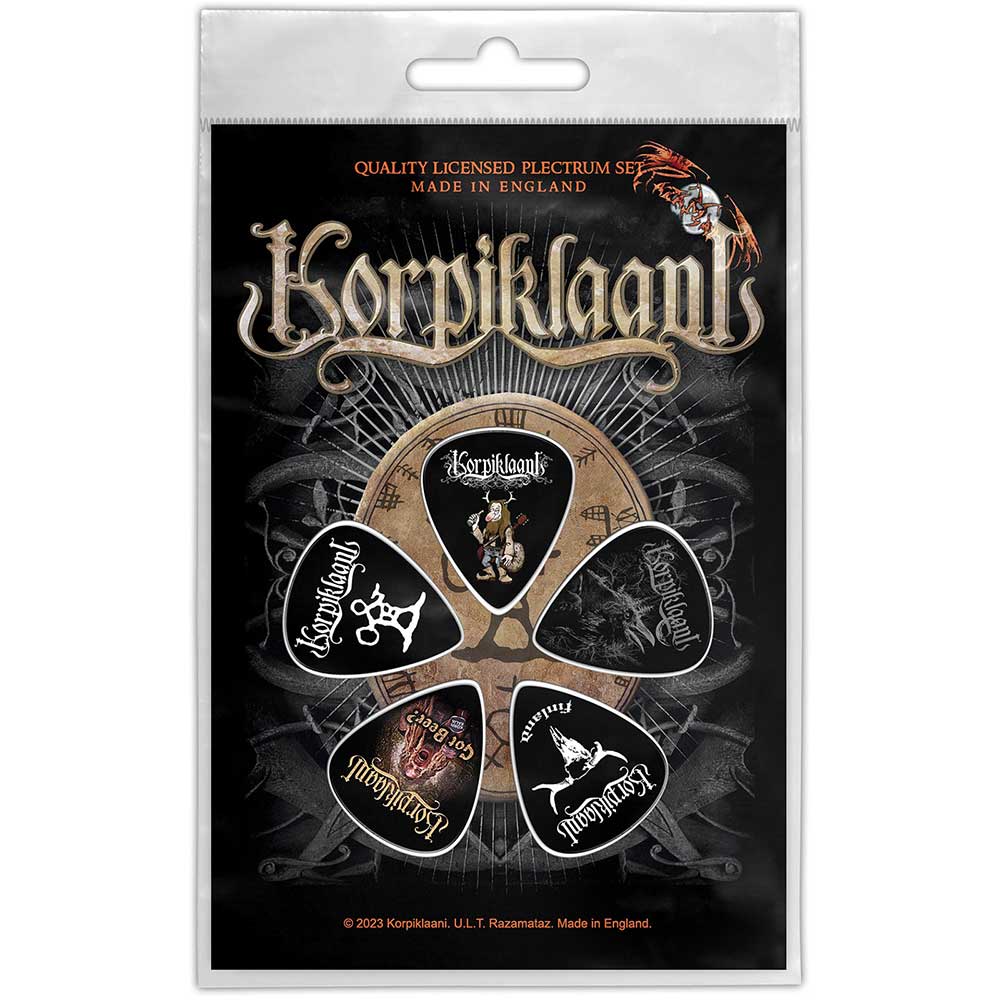 Een foto van een Korpiklaani Plectrum Pakket