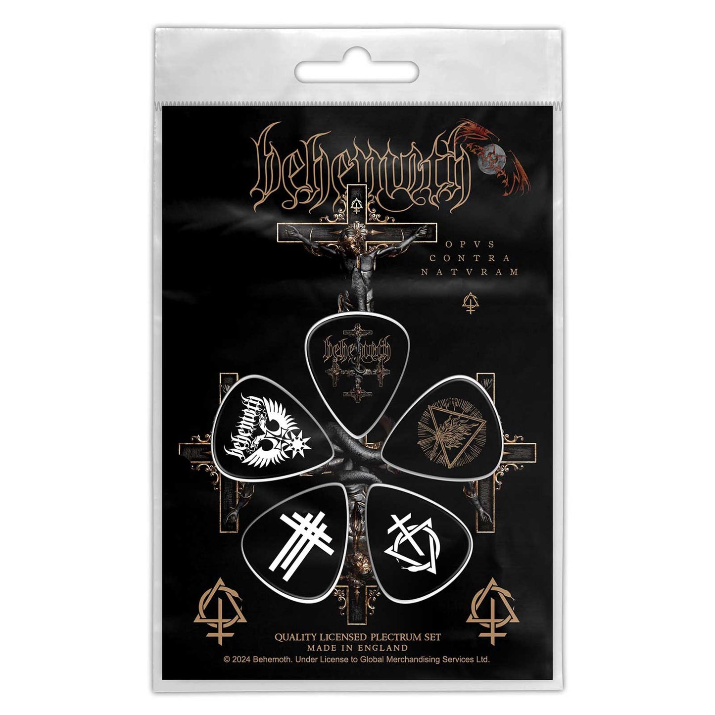 Een foto van een Behemoth Plectrum Pakket