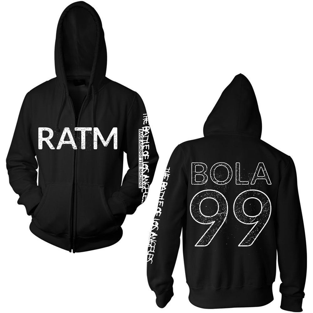Rage Against The Machine Unisex Zipped Hoodie: Battle 99 (Back Print) Ritshoodie