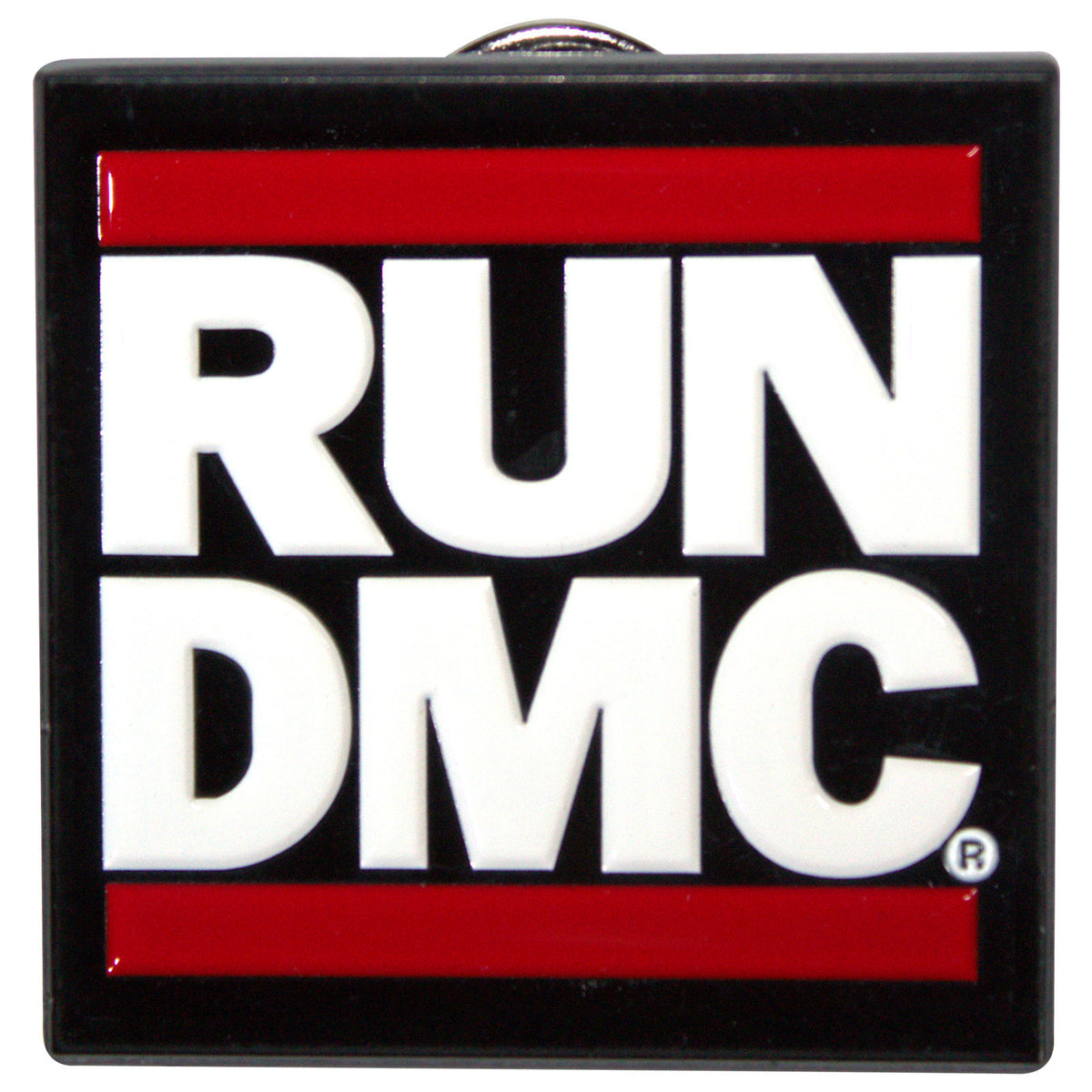 Een foto van een Run DMC Speld Badge
