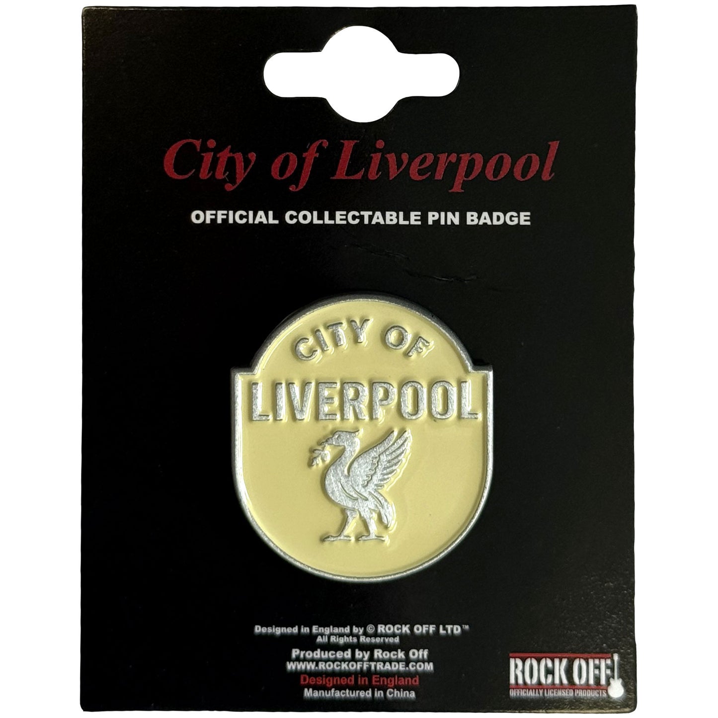 Een foto van een Rock Off Speld Badge