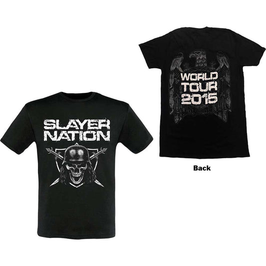 Slayer Unisex T-Shirt: Slayer Nation 2015 Dates (Back Print) (Ex-Tour) T-Shirt