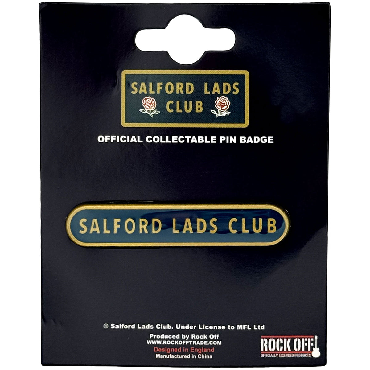Een foto van een Salford Lads Club Speld Badge