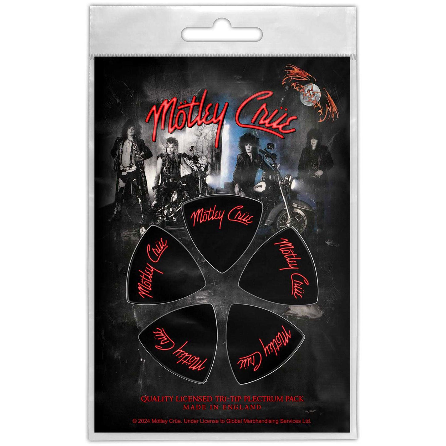 Een foto van een Motley Crue Plectrum