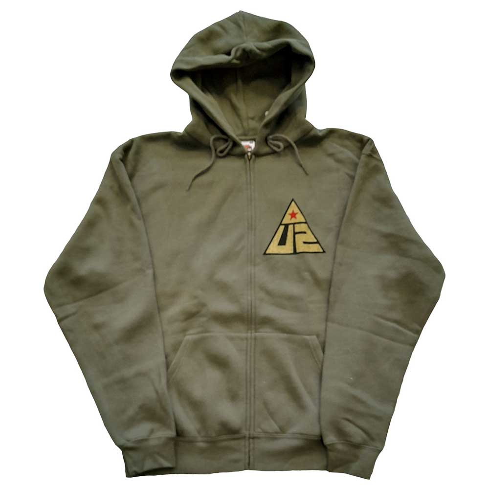 U2 Unisex Zipped Hoodie: Glastonbury 2011 Pyramid Stage (Back Print) (Ex-Tour) Ritshoodie