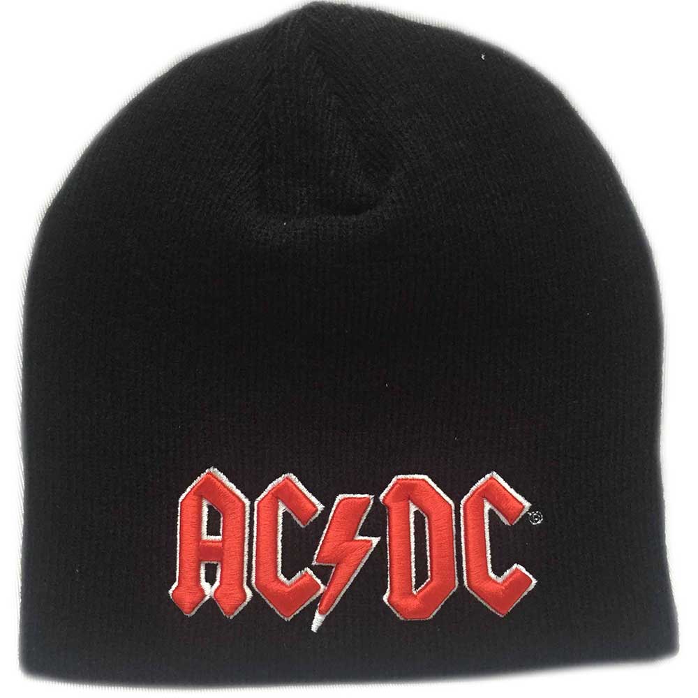 AC/DC Unisex Beanie Hat: Red 3D Logo Muts