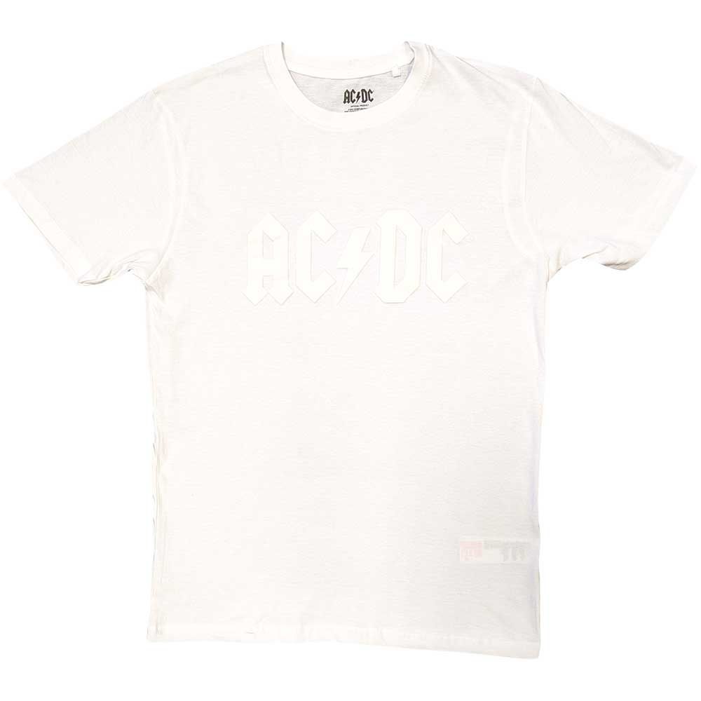 AC/DC Unisex Hi-Build T-Shirt: Logo (White-On-White) Hi-Build T-Shirt