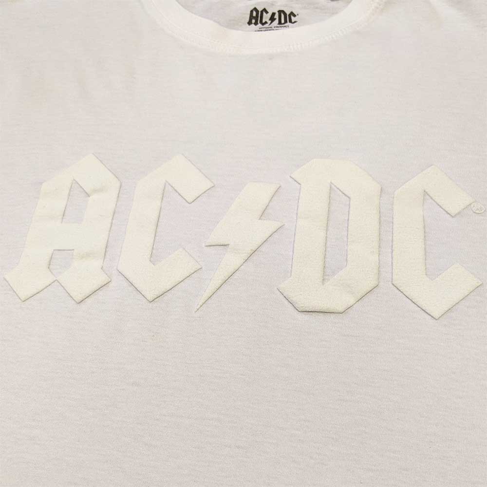AC/DC Unisex Hi-Build T-Shirt: Logo (White-On-White) Hi-Build T-Shirt