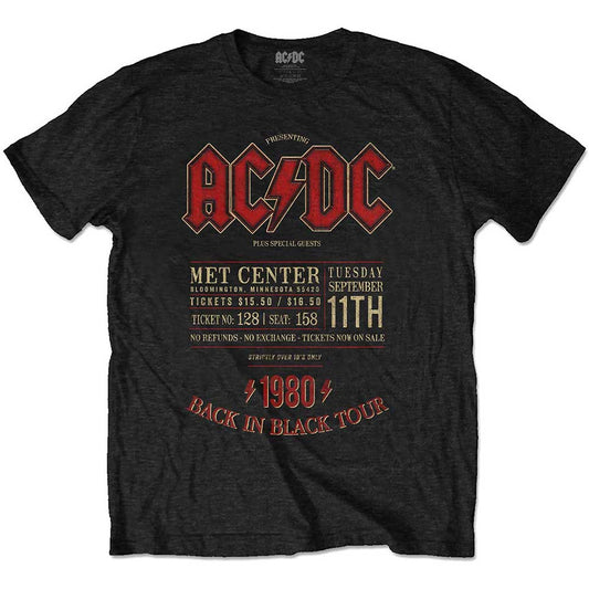AC/DC Unisex T-Shirt: Minnesota '80 Small) T-Shirt