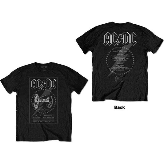 AC/DC Unisex T-Shirt: FTATR 40th Monochrome (Back Print) T-Shirt