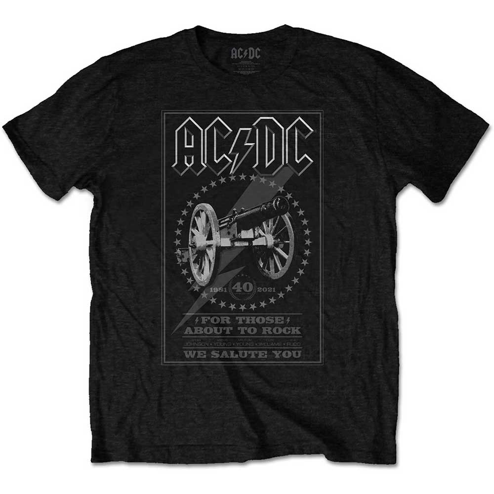 AC/DC Unisex T-Shirt: FTATR 40th Monochrome (Back Print) T-Shirt