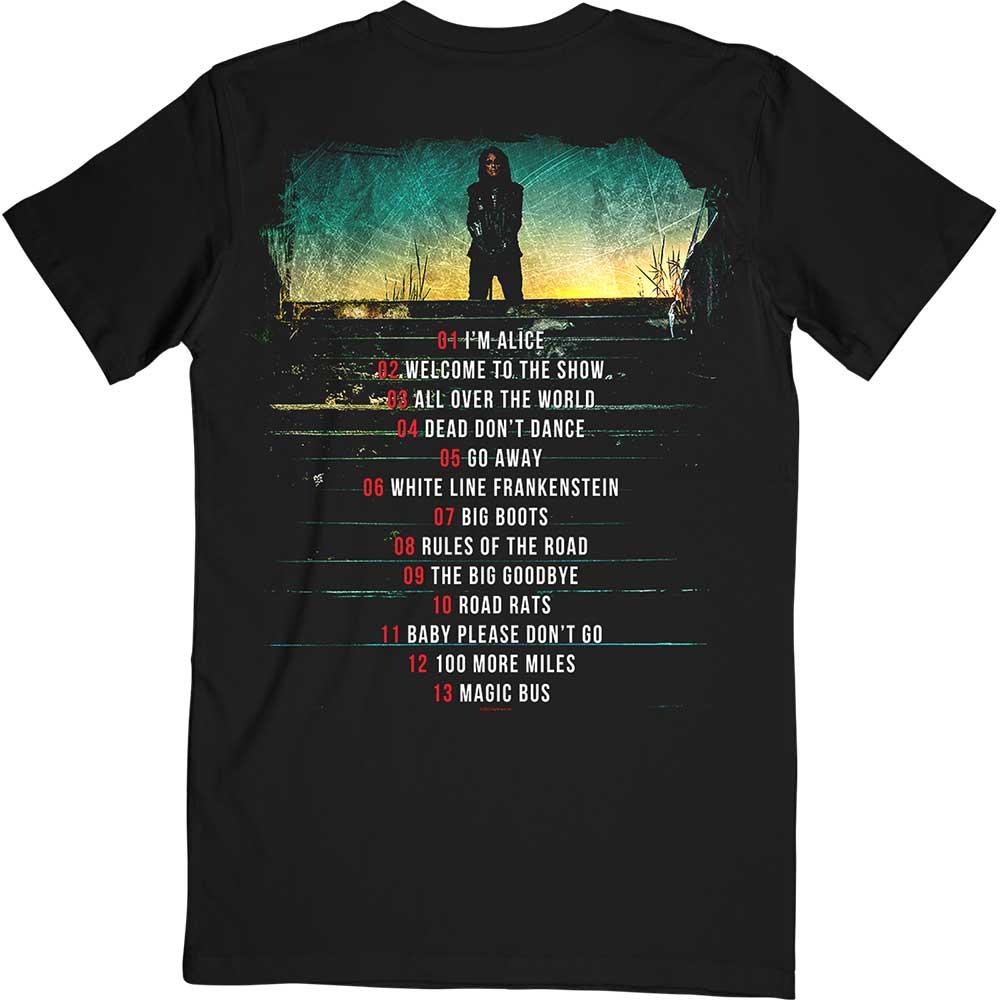 Alice Cooper Unisex T-Shirt: Road Cover Tracklist (Back Print) T-Shirt