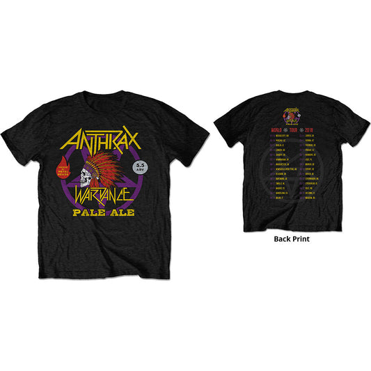 Anthrax Unisex T-Shirt: War Dance Paul Ale World Tour 2018 (Back Print) (Ex-Tour) T-Shirt