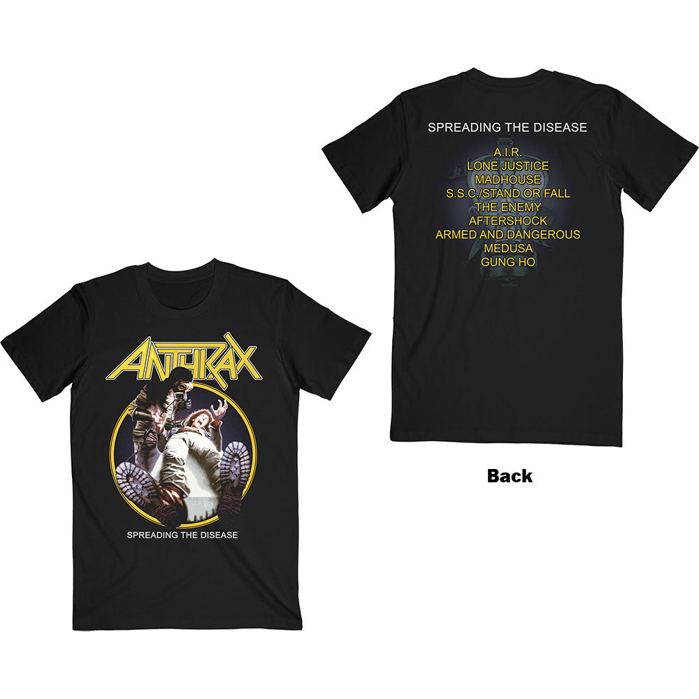 Anthrax Unisex T-Shirt: Spreading The Disease Track list (Back Print) T-Shirt