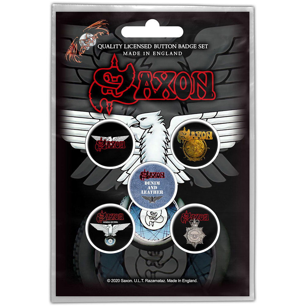 Saxon Button Badge Pack: Wheels Of Steel (Retail Pack) Set knoopspelden