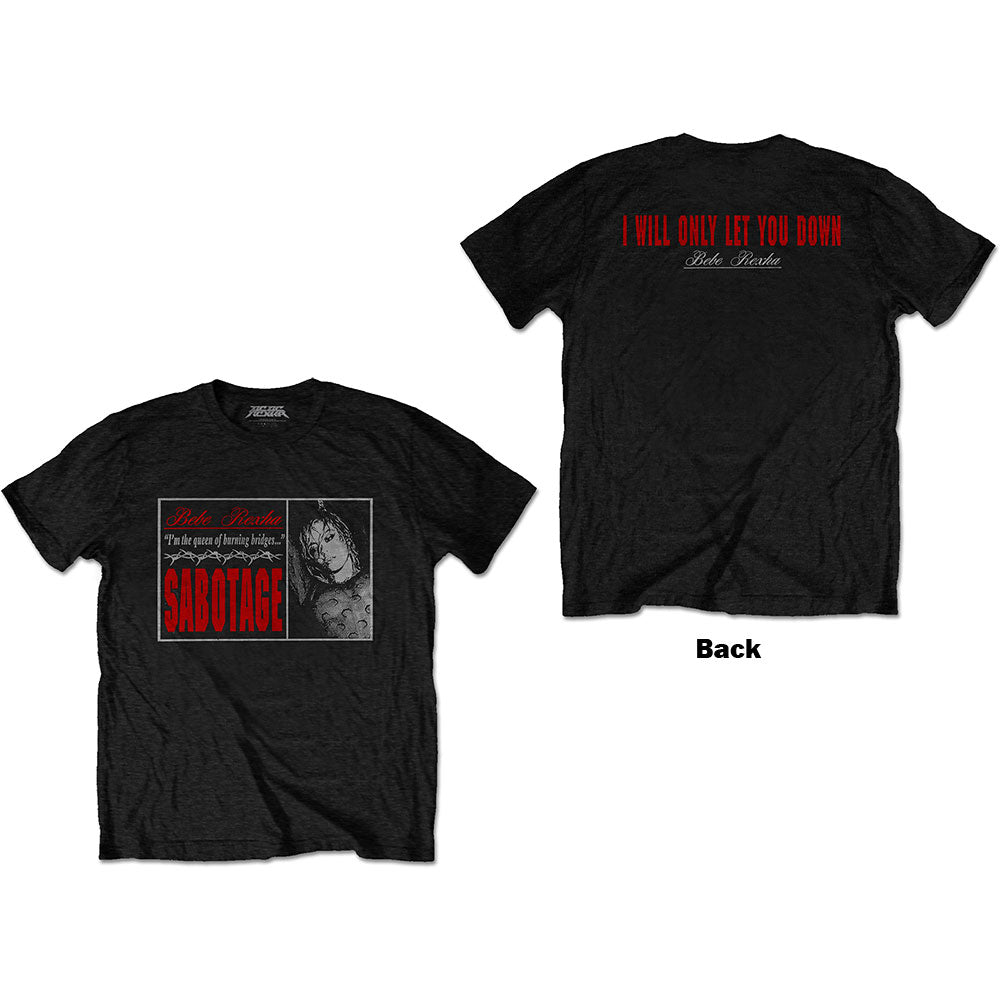 Bebe Rexha Unisex T-Shirt: Sabotage - Let You Down (Back Print) T-Shirt