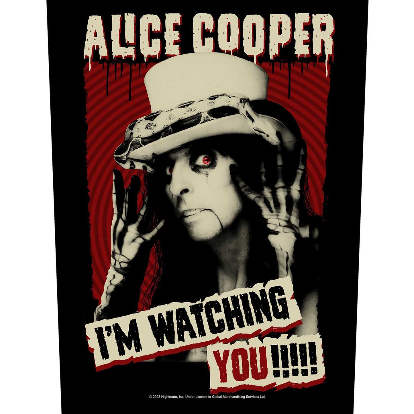 Een foto van een Back Patch van Alice Cooper.
