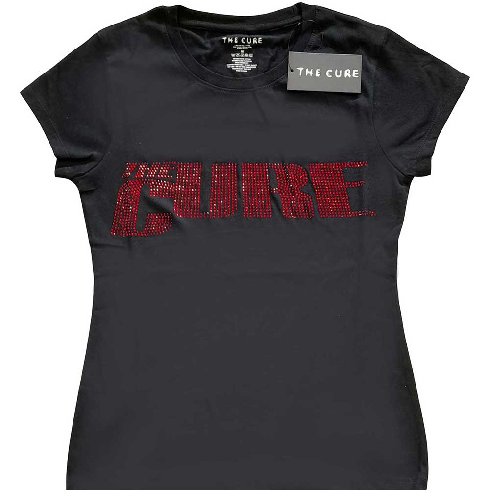 The Cure Ladies Embellished T-Shirt: Logo (Diamante) Embellished T-Shirt
