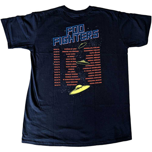 Foo Fighters Unisex T-Shirt: UFOS 2015 European Tour (Back Print) (Ex-Tour) T-Shirt