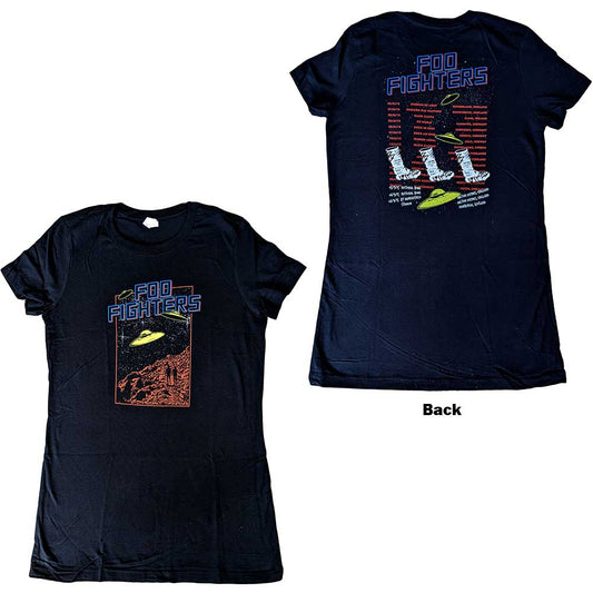 Foo Fighters Ladies T-Shirt: UFOS 2015 European Tour (Back Print) (Ex-Tour) T-Shirt