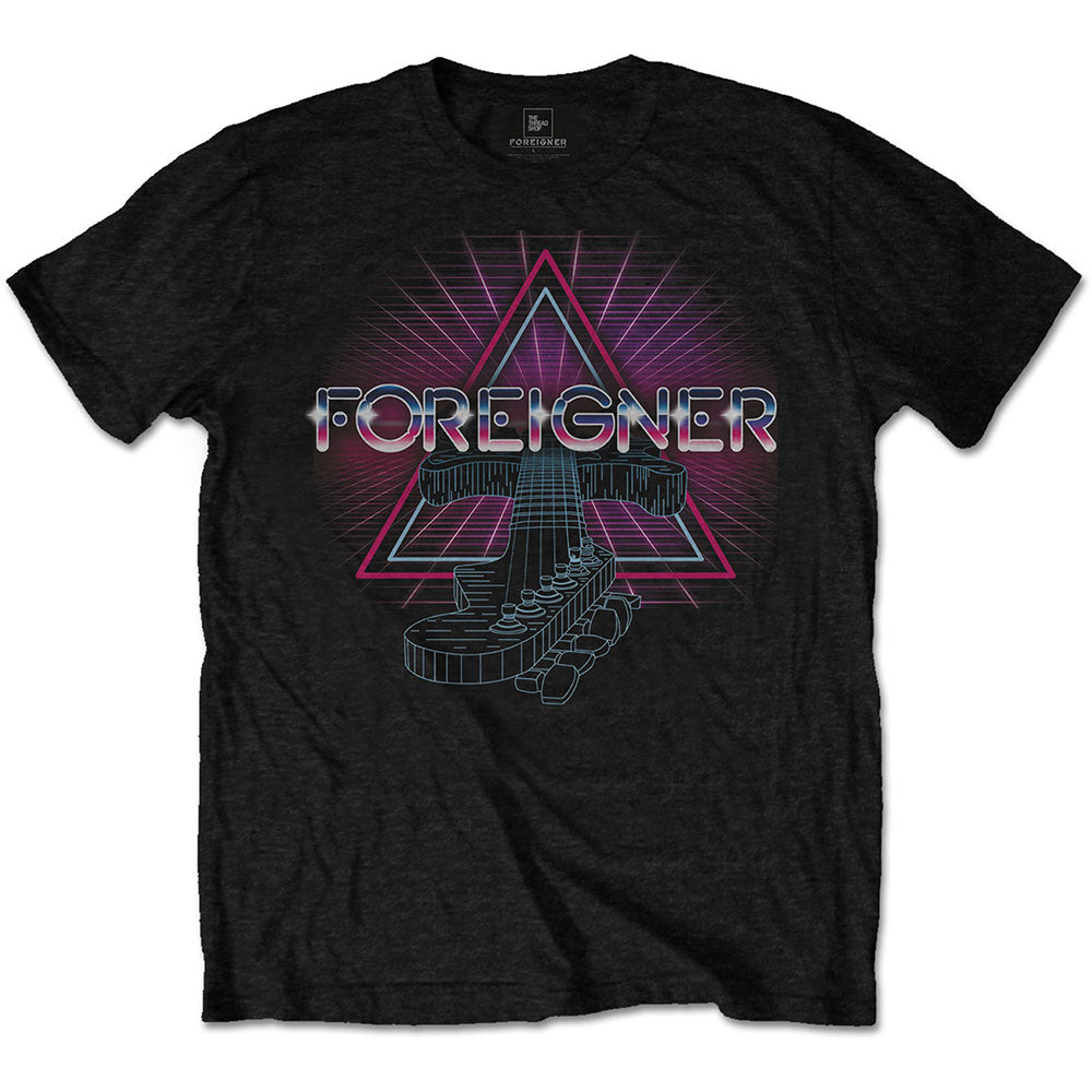 Foreigner Unisex T-Shirt: Neon Guitar T-Shirt