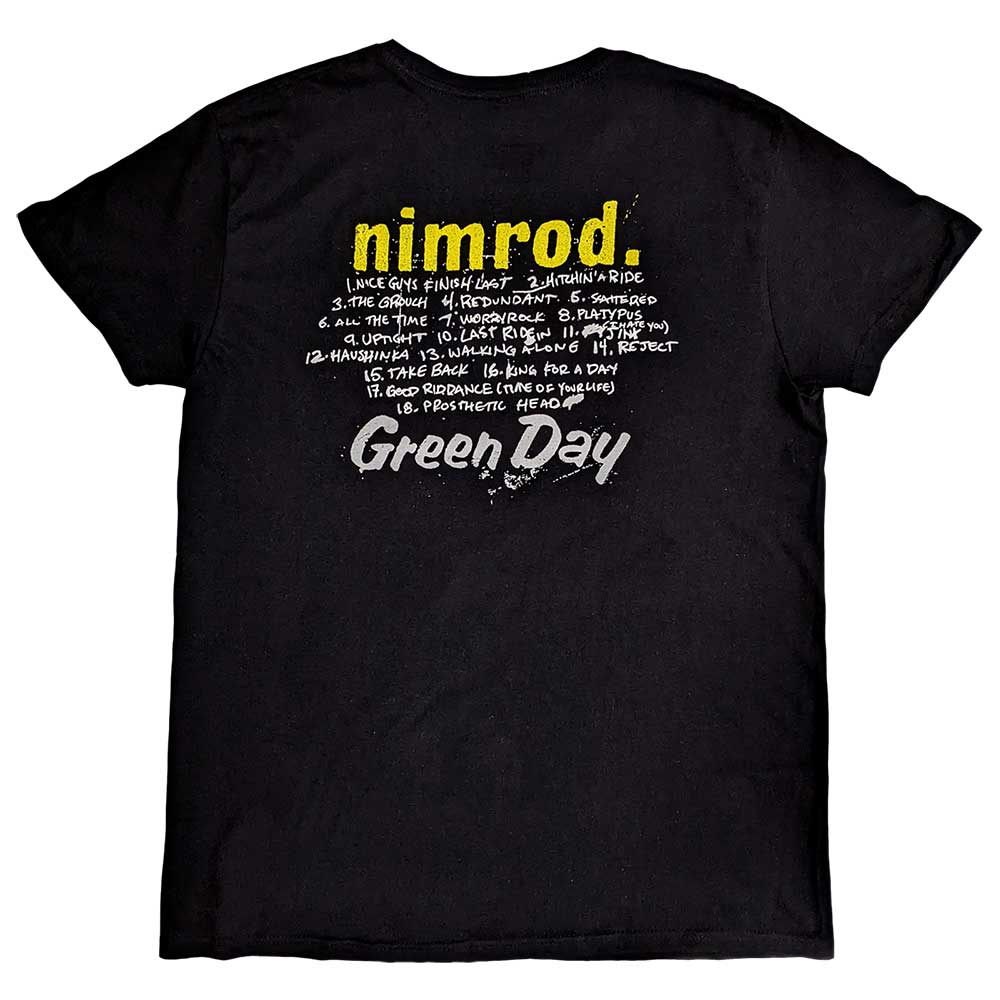 Green Day Unisex T-Shirt: Nimrod Tracklist (Back Print) T-Shirt