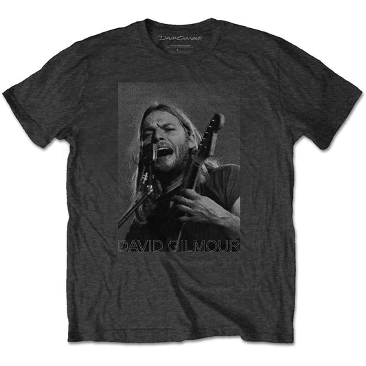 David Gilmour Unisex T-Shirt: On Microphone Half-tone T-Shirt