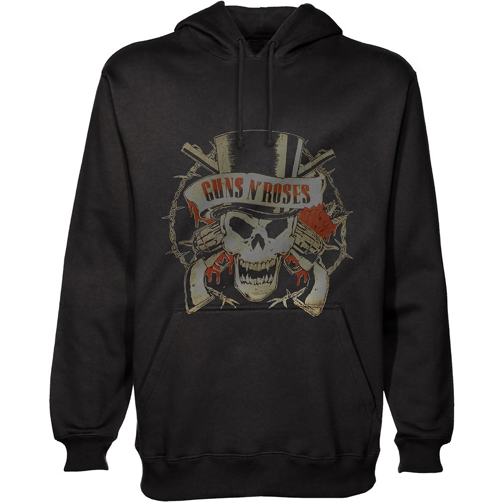 Guns N' Roses Unisex Pullover Hoodie: Distressed Skull Trui met capuchon