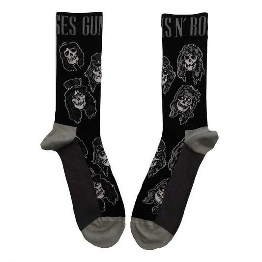 Guns N' Roses Unisex Ankle Socks: Skulls Band Monochrome (UK Size 7 - 11) Enkelsokken