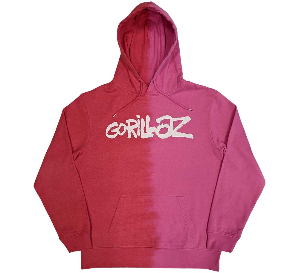 Gorillaz Unisex Pullover Hoodie: Two-Tone Brush Logo (Wash Collection) Trui met capuchon
