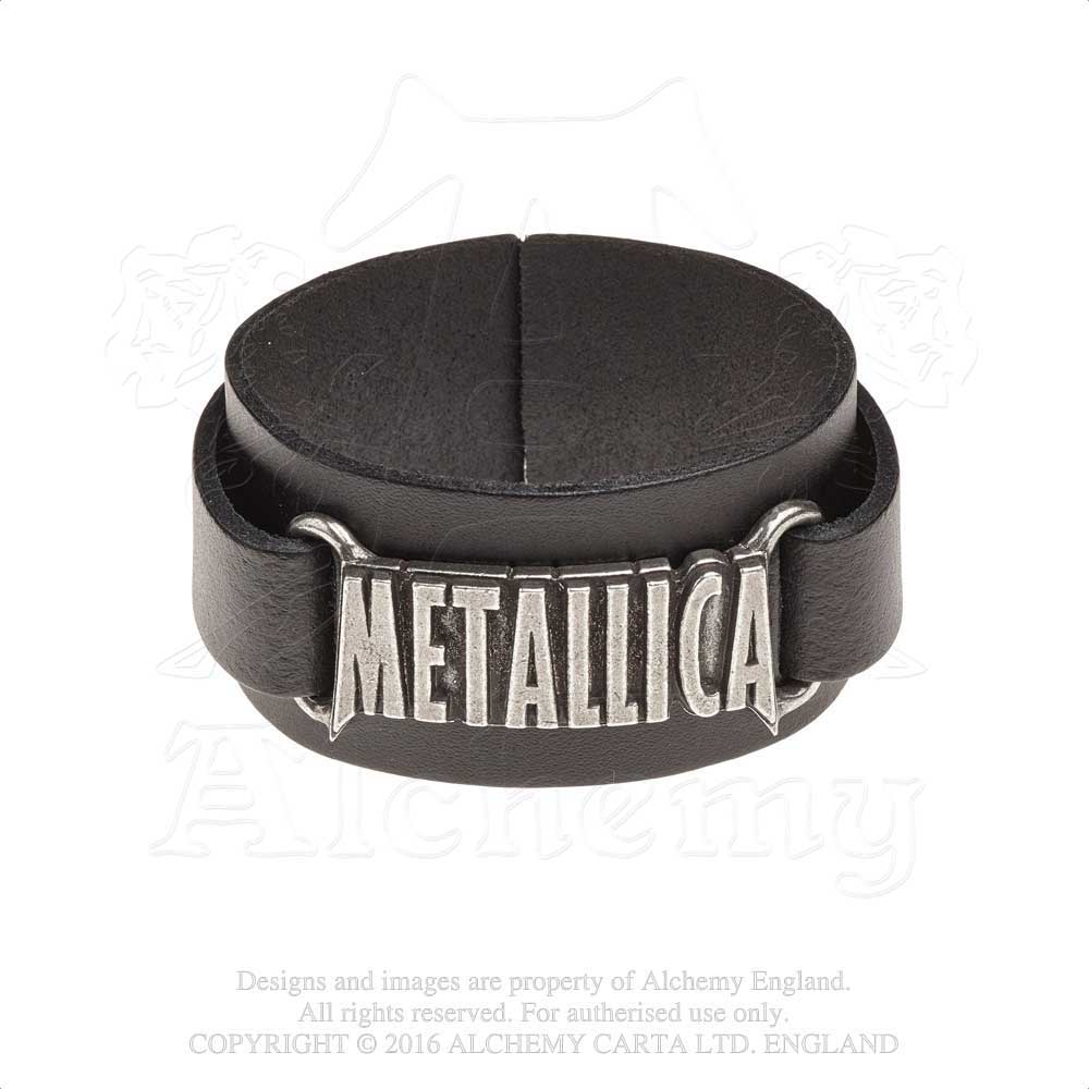 Metallica Leather Wrist Strap: Logo Leren polsband