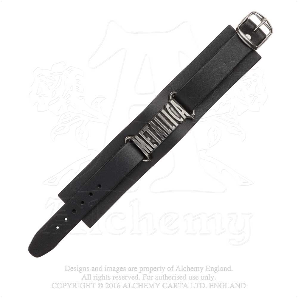 Metallica Leather Wrist Strap: Logo Leren polsband