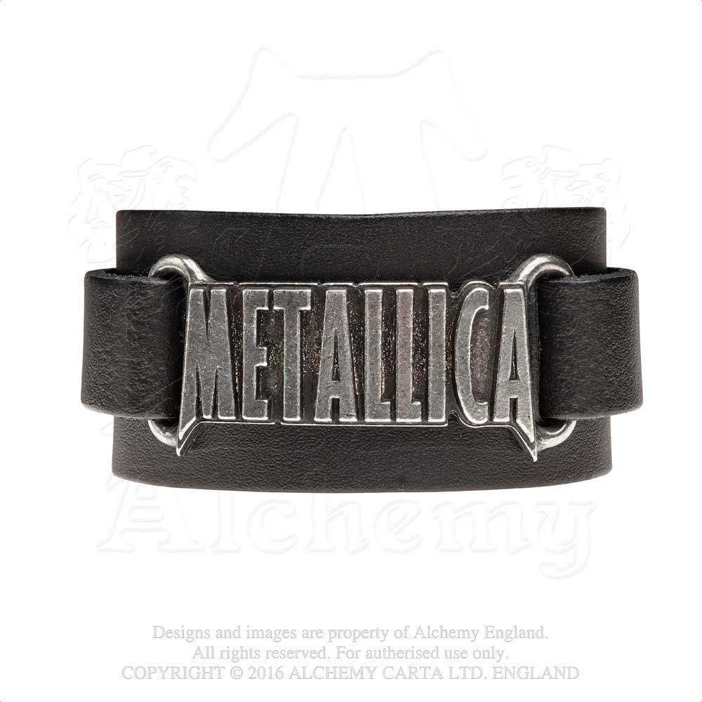 Metallica Leather Wrist Strap: Logo Leren polsband
