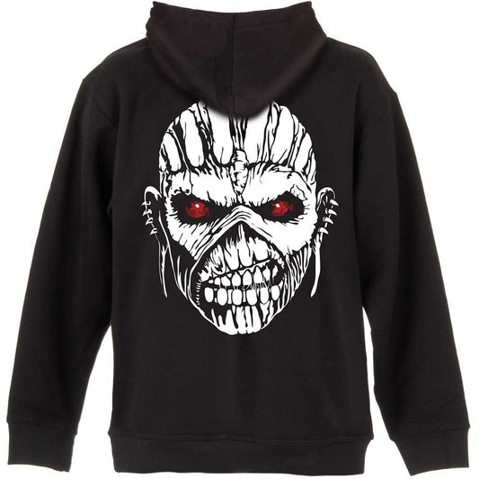Iron Maiden Unisex Zipped Hoodie: Eddie Axe (Back Print) Ritshoodie