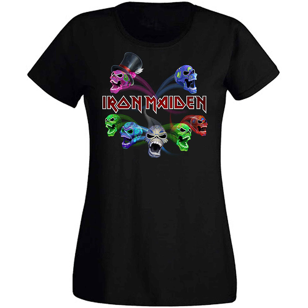 Iron Maiden Ladies T-Shirt: Legacy of the Beast Live Album Skulls (Back Print) T-Shirt