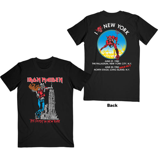 Iron Maiden Unisex T-Shirt: The Beast In New York (Back Print) T-Shirt