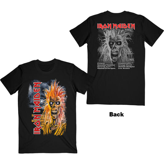 Iron Maiden Unisex T-Shirt: First Album Track list V.3. (Back Print) T-Shirt