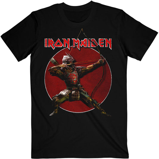 Iron Maiden Unisex T-Shirt: Senjutsu Eddie Archer Red Circle T-Shirt
